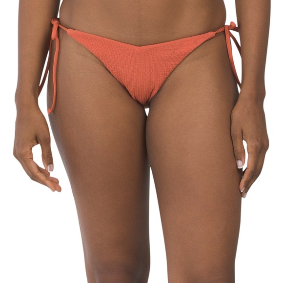 NWT Becca Pucker Up Ginger Orange Bikini Set Malia Halter Top Side Tie Bottom - Picture 10 of 16